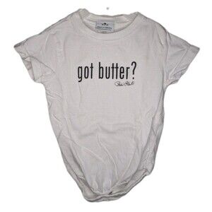 Paula Deen "Got Butter?” White Short Sleeve Bodysuit Infant Baby Size 12 Months